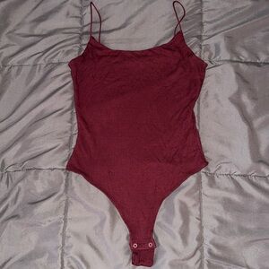 Garage Maroon Spaghetti Strap Bodysuit